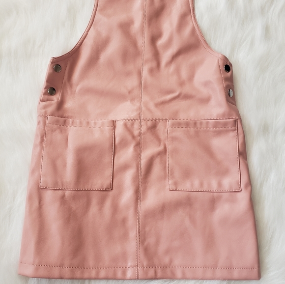 👗 Girls Faux Leather Pinafore Dress - Picture 2 of 6